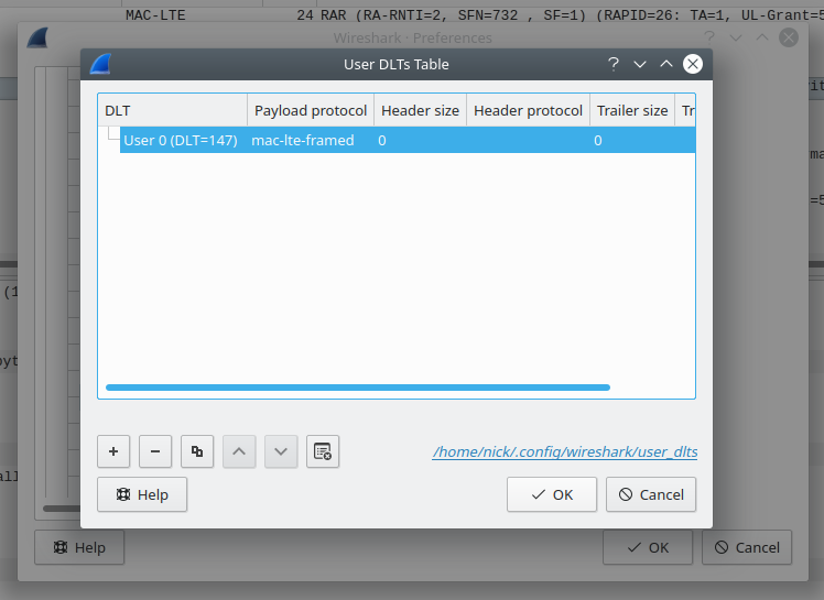 Decoding MAC LTE Frames in Wireshark